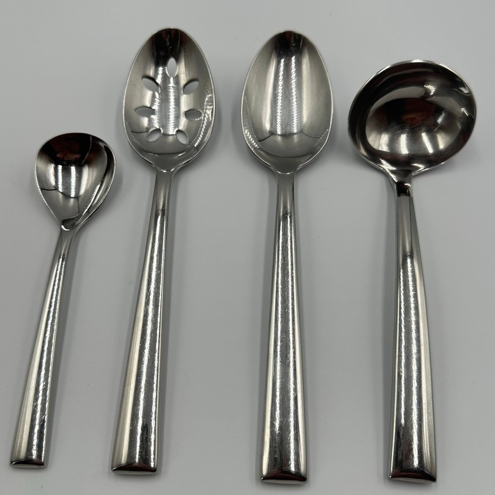 Lenox‎ Archdale 18/10 Stainless 4 PC Serving Set Spoon Ladle Slotted Very Good